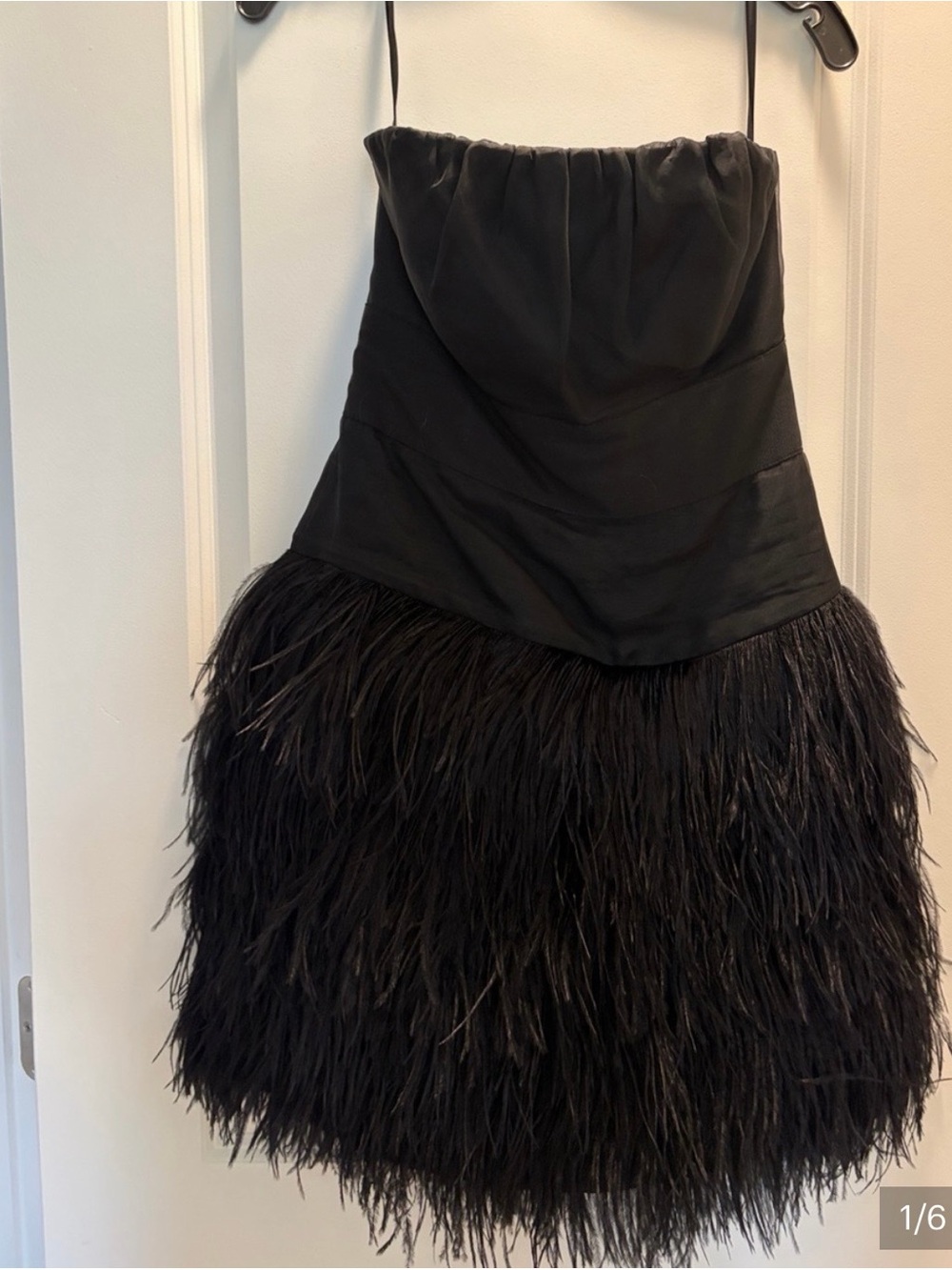 PRICE DROP $$$Milly Black Feather-Trim Mini Skirt